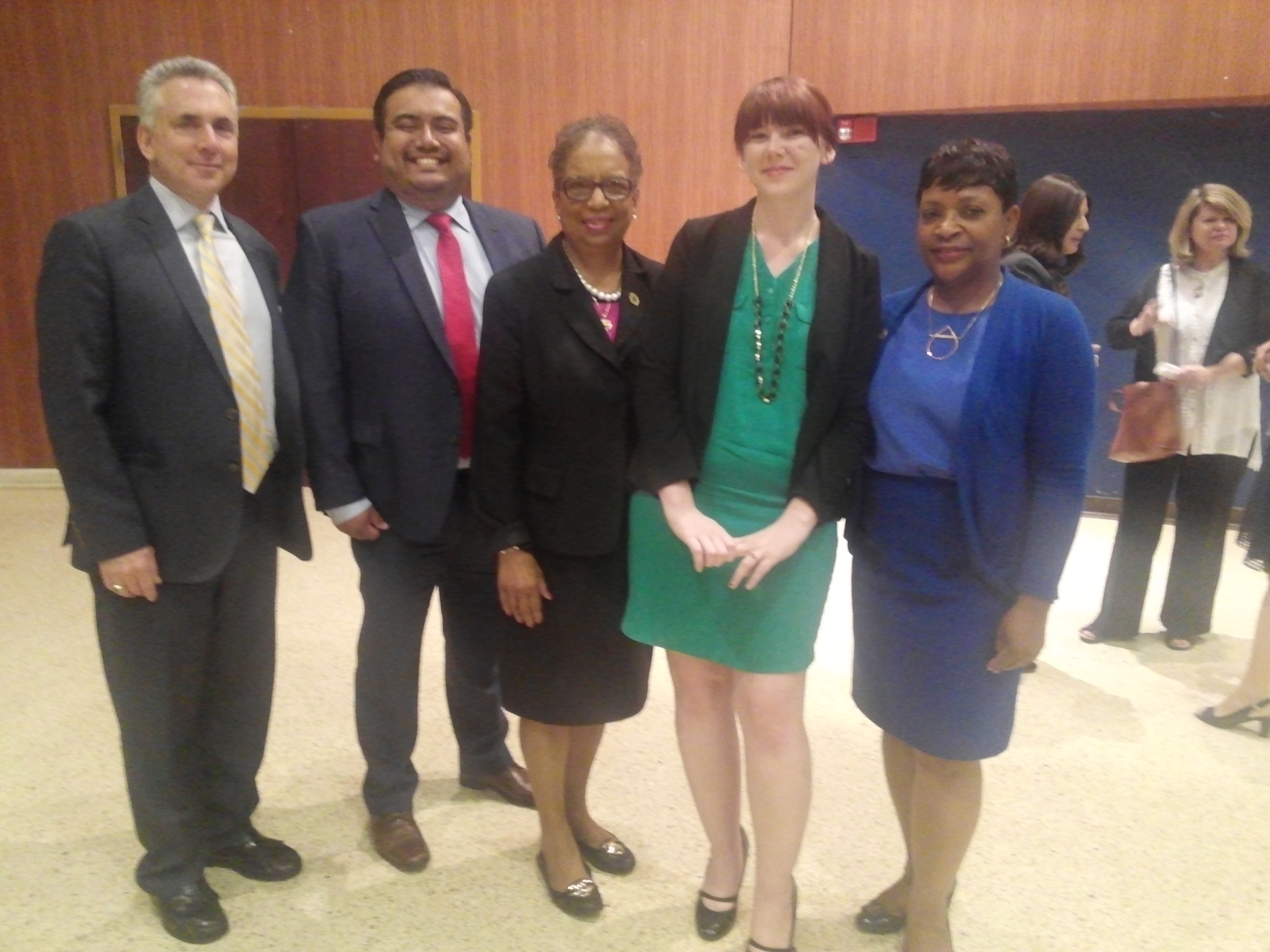 Delegate Sandy Rosenberg, Delegate Carlos Sanchez, Delegate Angela Gibson, OCRWE staff Jill Muth and Speaker Pro Tem Adrienne A. Jones